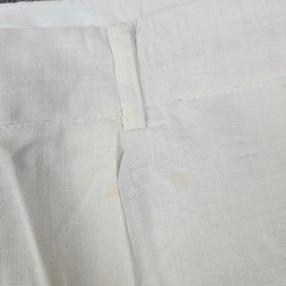Steve Harvey Mens White 100% Linen Pleated Dress Pants 38 Crown Logo Trousers